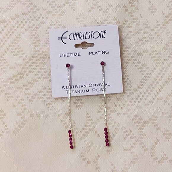 NEW Silver Plated Red Garnet Crystal Long Drop Dangle Earrings Jewelry Gifts - Picture 4 of 8